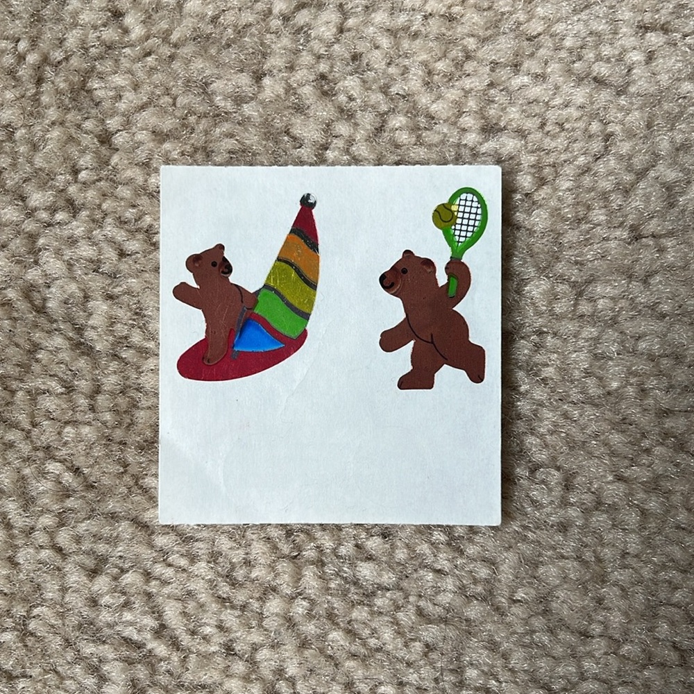 Vintage Sandylion Sticker Design Sporty Bear Stickers in Mother of Pearl Finish